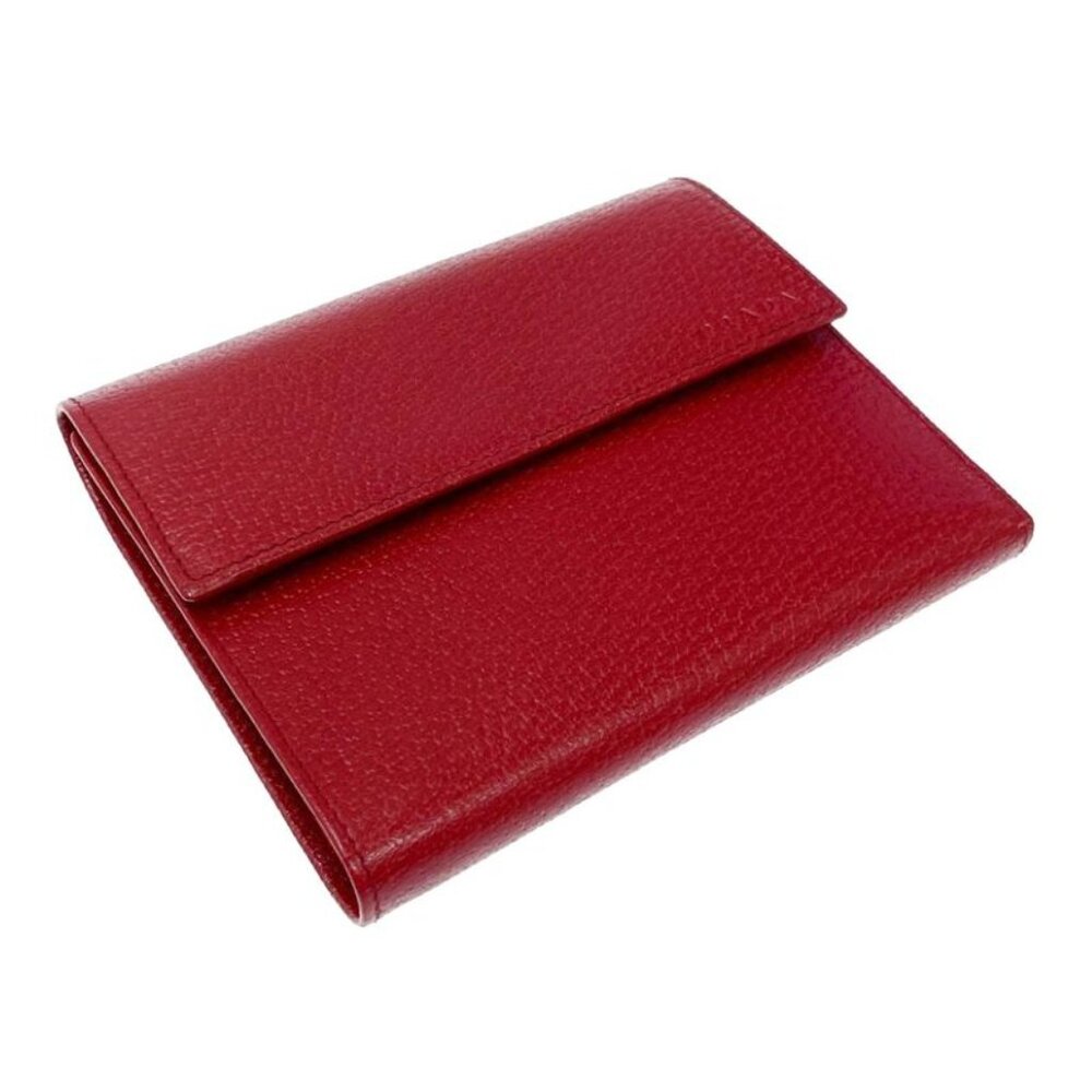 Prada Leather Trifold Wallet Red Trifold Wallet - Picture 3 of 8